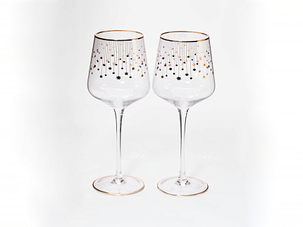 Набор из 2-х бокалов для вина 430 мл в подарочной упаковке, рисунок Азур золотой, арт 14.11447.07
