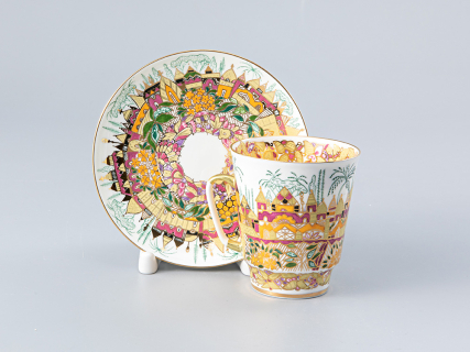 Чашка с блюдцем кофейная 165 мл.,  форма Майская, рисунок Весна золотая арт. 81.10383.00.1, 