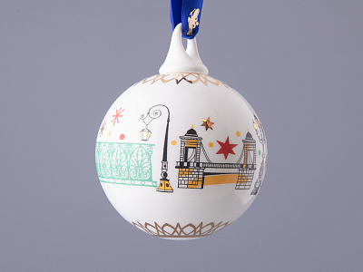 Подарочный набор Ёлочных украшений, форма Шар с петелькой, рисунок Рождественский Петербург, арт. 81.32760.00.1