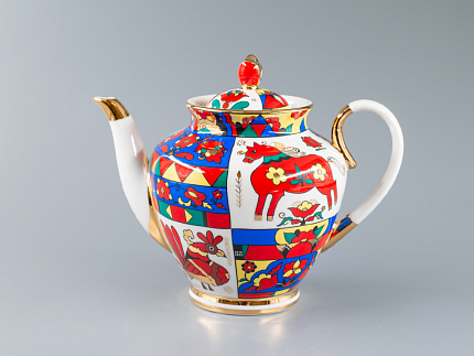 Чайник доливной форма Весенняя рисунок Народные узоры арт. 80.60810.00.1