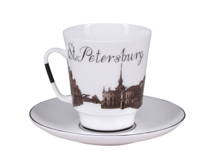 Чашка с блюдцем кофейная 165 мл.,  форма Майская, рисунок До свидания Петербург 5 арт.81.15810.00.5, 