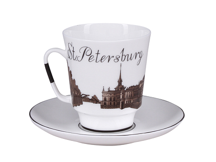 Чашка с блюдцем кофейная 165 мл.,  форма Майская, рисунок До свидания Петербург 5 арт.81.15810.00.5