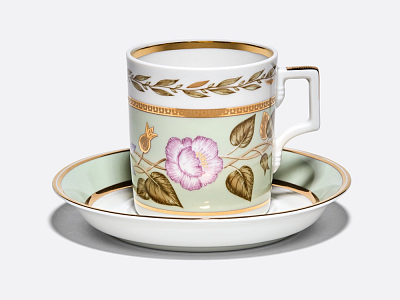 Чашка с блюдцем чайная 220 мл форма Гербовая рисунок Нефритовый фон 1 арт. 81.20825.00.1