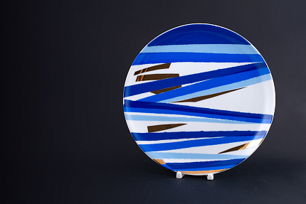 Тарелка декоративная 275 мм, Синие тени на форме Эллипс, арт 60.15488.00.1