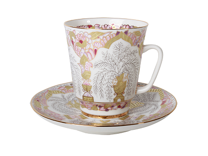 Чашка с блюдцем кофейная 165 мл.,  форма Майская,  рисунок Золотые вазочки арт. 81.10378.00.1