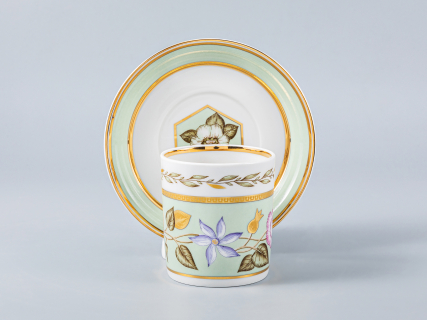 Чашка с блюдцем чайная 220 мл форма Гербовая рисунок Нефритовый фон 2 арт. 81.20826.00.1, 