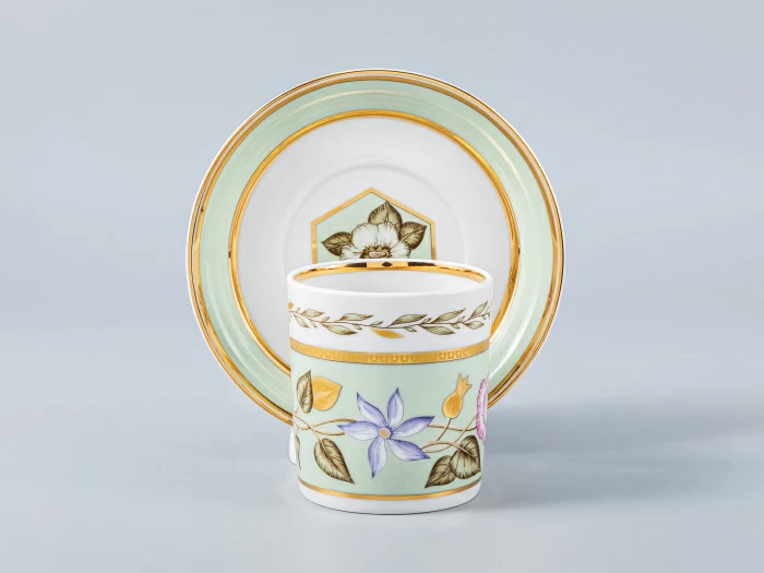 Чашка с блюдцем чайная 220 мл форма Гербовая рисунок Нефритовый фон 2 арт. 81.20826.00.1, 