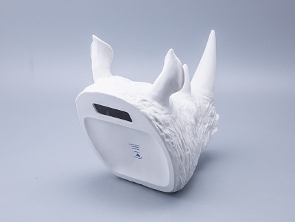 Скульптура форма Носорог голова, Белый бисквит, арт 82.49078.00.1