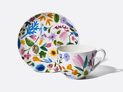 Чашка с блюдцем чайная 345 мл форма Ландыш рисунок Primavera арт. 81.30808.00.1