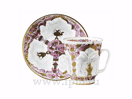Чашка с блюдцем кофейная 165 мл.,  форма Майская,  рисунок Золотые вазочки арт. 81.10378.00.1