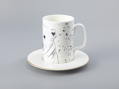 Бокал с блюдцем Тотем в подарочной упаковке, рисунок Медведь арт. 81.28376.00.1