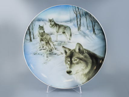 Блюдо декоративное 450 мм, форма Круглая, рисунок Волки, арт 80.88997.00.1, 