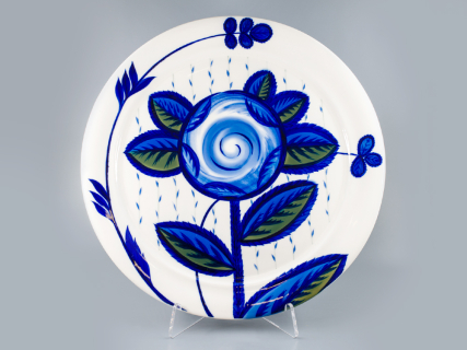 Блюдо декоративное 440 мм, форма Ромашка, рисунок Синяя Роза, арт 80.88197.00.1, 
