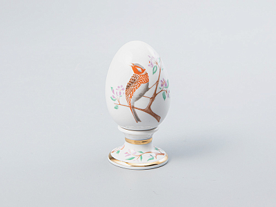 Яйцо пасхальное на подставке 82 мм форма Нева рисунок Овсянка арт. 80.65670.00.1