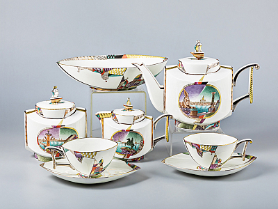 Сервиз чайный форма Ковчег рисунок Ладонь Невы, 4 персоны 12 предметов, арт. 81.15852.00.1