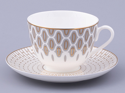 Чашка с блюдцем чайная форма Весенняя 2 рисунок Саламандра Грей, арт. 81.31631.00.1