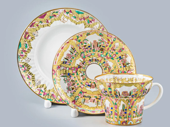 Трехпредметный комплект форма Волна, рисунок Весенние пейзажи, арт 81.17245.00.1, 