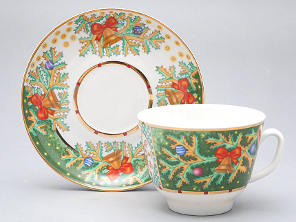 Чашка с блюдцем чайная 350 мл форма Подарочная рисунок Морозный январь арт. 81.31749.00.1