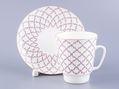 Чашка с блюдцем кофейная 165 мл.,  форма форма Майская,рисунок Розовая сетка арт. 81.13631.00.1
