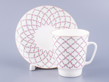 Чашка с блюдцем кофейная 165 мл.,  форма форма Майская,рисунок Розовая сетка арт. 81.13631.00.1, 