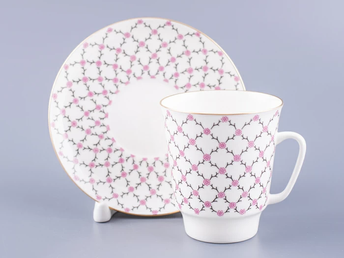 Чашка с блюдцем кофейная 165 мл.,  форма форма Майская,рисунок Розовая сетка арт. 81.13631.00.1, 