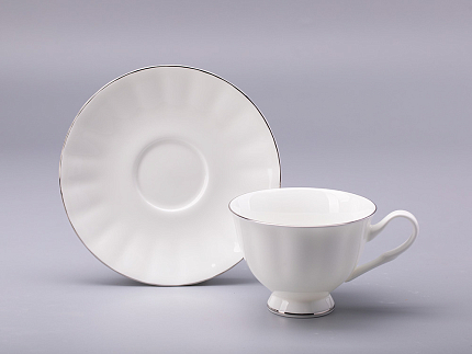 Чашка с блюдцем чайная форма Нега рисунок Платиновая лента арт. 81.31439.00.1