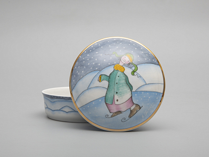 Туалетная коробочка форма Круглая рисунок Зима. Мальчик арт. 81.31062.00.1