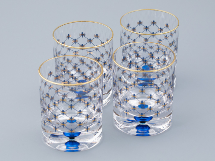 Набор из 4-х стаканов для виски 220 мл Кобальтовая сетка арт. 14.11003.07, 