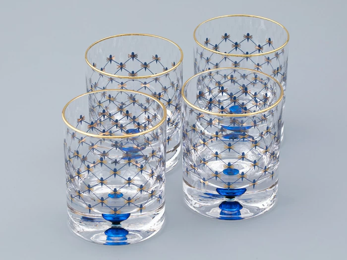 Набор из 4-х стаканов для виски 220 мл Кобальтовая сетка арт. 14.11003.07, 