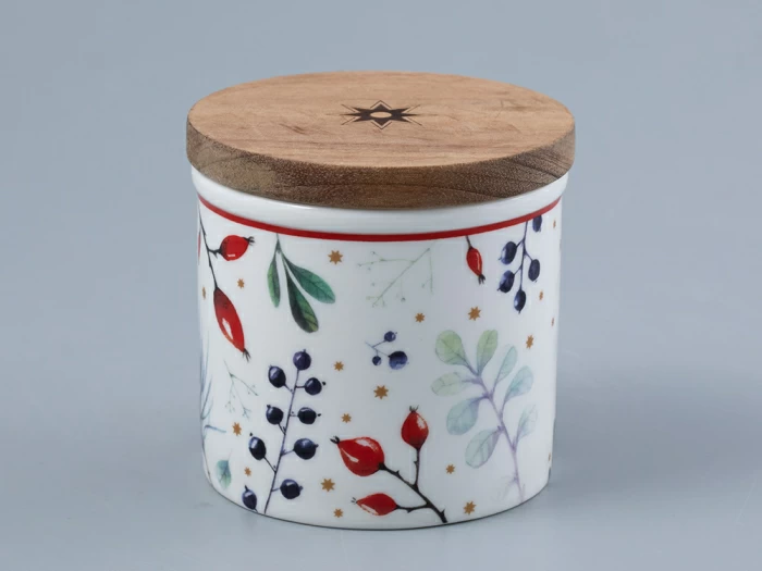 Набор банок  с деревянной крышкой ( 3 предм. малого размера) форма Стандартная рисунок Календа арт. 42.00041.00.1, 