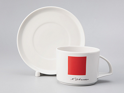 Чашка с блюдцем чайная 280 мл форма Баланс рисунок Красный квадрат арт. 81.21417.00.1