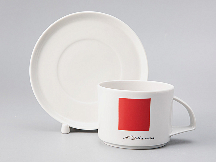 Чашка с блюдцем чайная 280 мл форма Баланс рисунок Красный квадрат арт. 81.21417.00.1