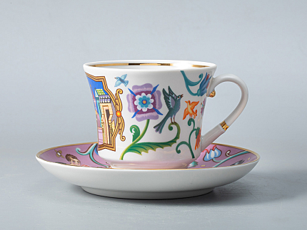 Чашка с блюдцем чайная 220 мл форма Банкетная рисунок Чудоград. Конфеты-бараночки арт. 81.29157.00.1