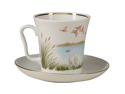 Бокал с блюдцем 360 мл форма Ленинградский рисунок Утиная охота арт. 81.25795.00.1