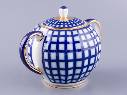 Сервиз чайный форма Тюльпан рисунок Кобальтовая клетка, 6 персон 20 предметов, арт. 81.15116.01.1