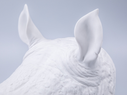 Скульптура форма Носорог голова, Белый бисквит, арт 82.49078.00.1, 