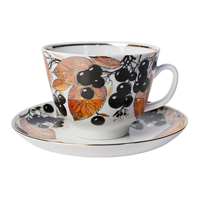 Чашка с блюдцем чайная 375 мл форма Подарочная рисунок Черноплодная рябина арт. 81.10646.00.1