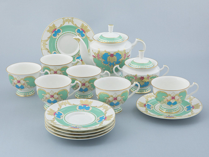 Сервиз чайный форма Айседора рисунок Аквамарин 6 персон 14 предметов арт. 81.30906.00.1