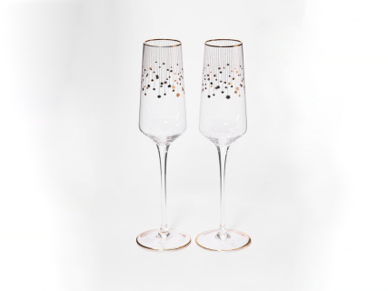 Набор из 2-х бокалов для шампанского 230 мл в подарочной упаковке, рисунок Азур золотой, арт 14.11448.07, 