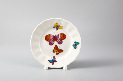 Тарелка мелкая 150 мм, форма Тюльпан, рисунок Шафрановые бабочки, арт. 80.39177.00.1, 