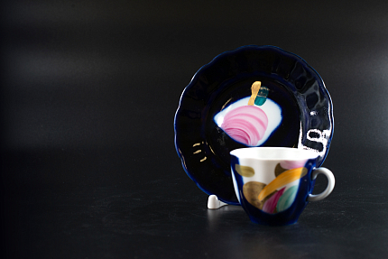 Сервиз кофейный на форме Тюльпан, Кобальтовые пятна, арт 61.20984.00.1