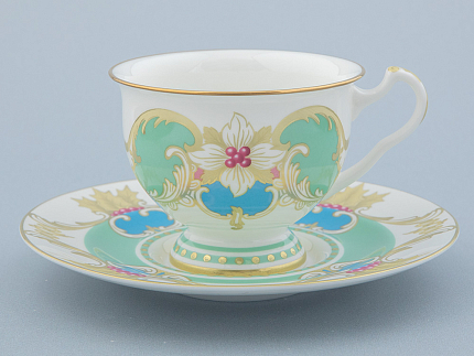 Чашка с блюдцем чайная 240 мл форма Айседора рисунок Аквамарин арт. 81.30907.00.1