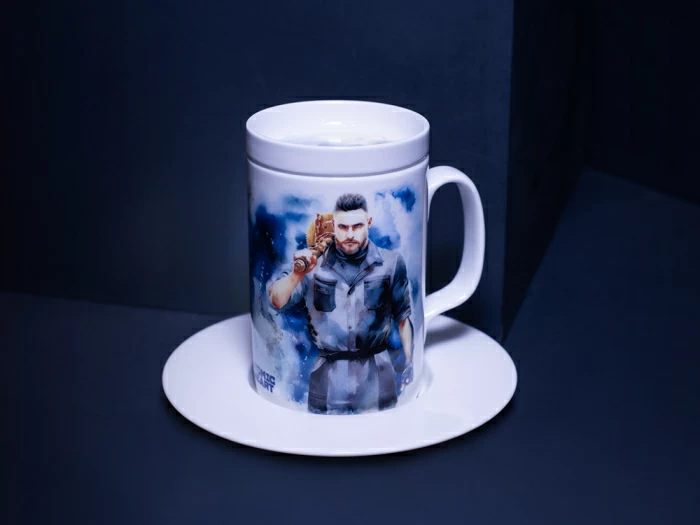 Бокал с блюдцем и крышкой 400мл в подарочной упаковке, форма Топ, рисунокAtomic Heart (Атомное Сердце) 1, арт 81.34448.00.1, 