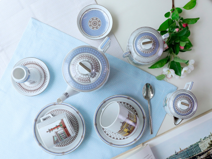 Сервиз чайный на 6 персон 21 предмет, форма Гербовая, рисунок Серебряный город, арт. 81.32583.00.1, 