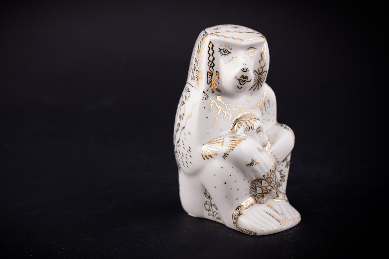 Скульптура Павиан с детенышем, Золотой, арт 62.09290.00.1, 