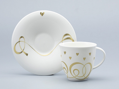 Чашка с блюдцем чайная форма Оливия рисунок Сердечки арт. 81.31428.00.1