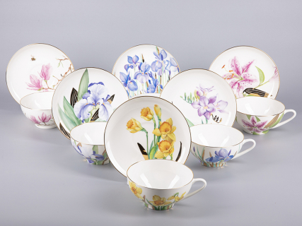 Чашка с блюдцем чайная 300мл, форма Купольная, рисунок Лилии, арт 81.29655.00.1, 