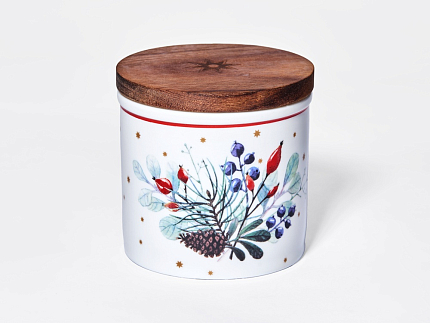 Набор банок 80 мм с деревянной крышкой (3 предмета), в подарочной упаковке, форма Стандартная, рисунок Календа, арт 42.00071.00.1