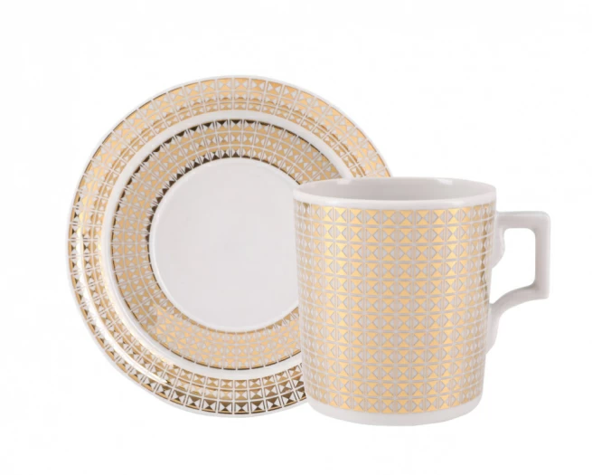 Чашка с блюдцем чайная форма Гербовая рисунок Зазеркалье. Полосы, арт. 81.27709.00.1, 