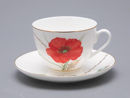 Сервиз чайный форма Весенняя 2 рисунок Маки на 6 персон 14 предметов, арт. 81.34140.00.1, 